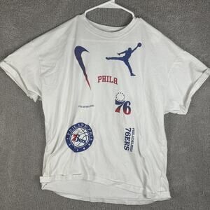 Philadelphia 76ers Shirt Mens Large White NBA Basketball Graphic Print Nike Tee